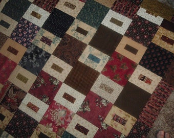 Quilt Top to Finish Scrappy Squares and Rectangles 59 x 59 inches