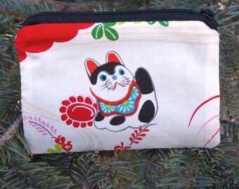 Japanese Dog Coin Purse, credit card pouch, stitch marker pouch, The Raven