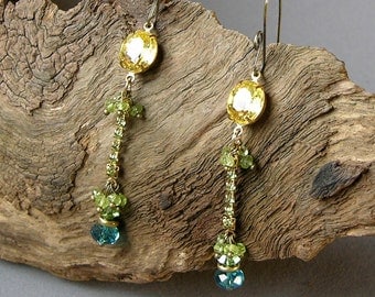 Extra Long Earrings - Crystal Earrings - ren faire costumes - renaissance clothing - medieval renaissance - burlesque costume - burlesquer