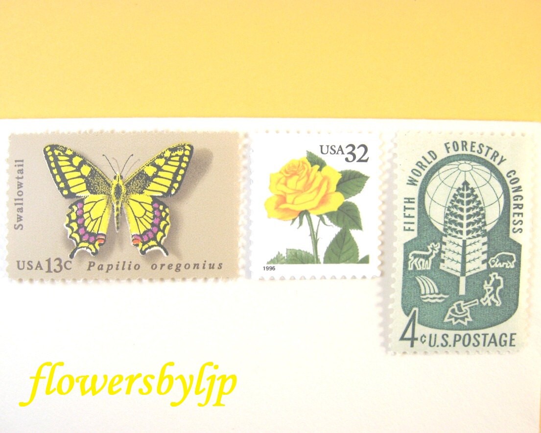 Postage Stamps 2017 Rate 1 oz Yellow Rose Butterfly Tree