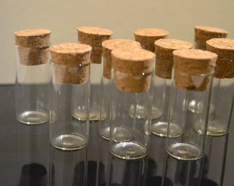 10 glass test tube vials 3ml with cork stoppers