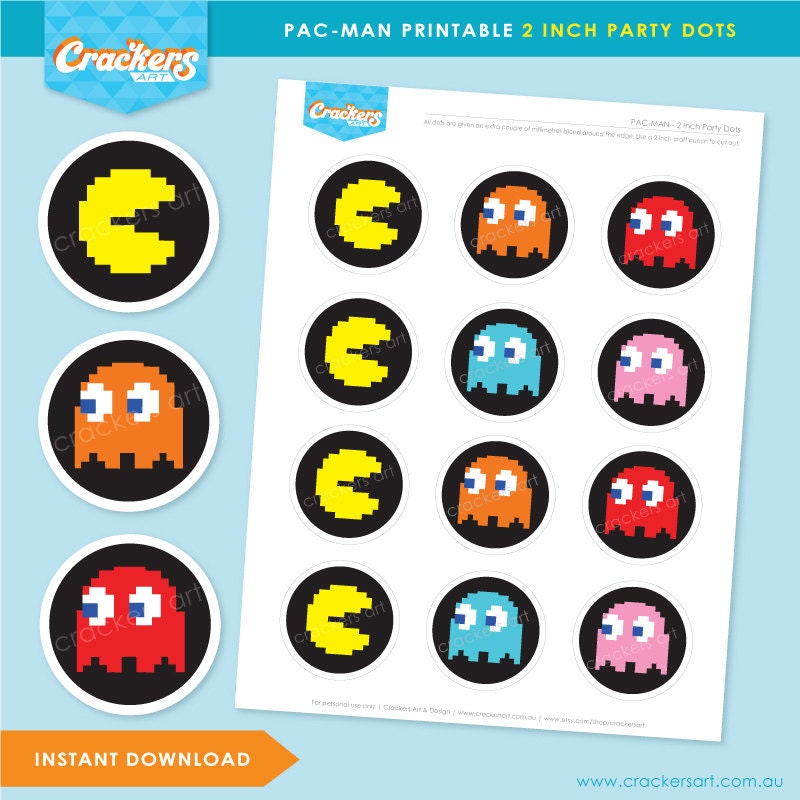 Instant download - PAC MAN 2 Inch Party Dots - DIY Printable from ...