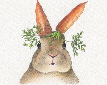 Rabbit card, surreal cute bunny - Design No 26