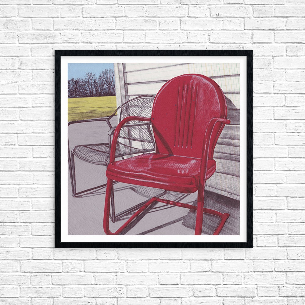 Art Print Vintage Metal Lawn Chair Wall Art Metal Lawn