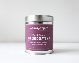 Hot Chocolate Mix infused with Earl Grey Tea, Gourmet Drinking Chocolate