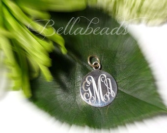 1 Inch Round Engraved Sterling Silver Charm