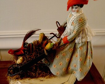 Vintage Frozen Charlotte Victorian Gardener