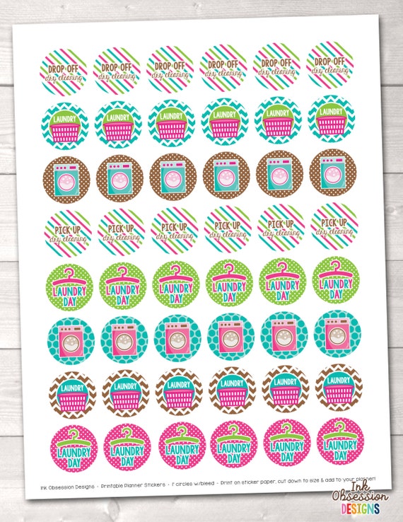 laundry planner stickers instant download printable chore