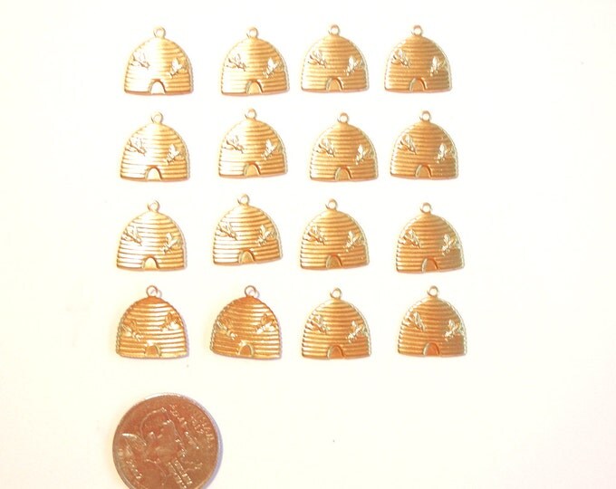 16 or 8 pairs of Brass Beehive Charms