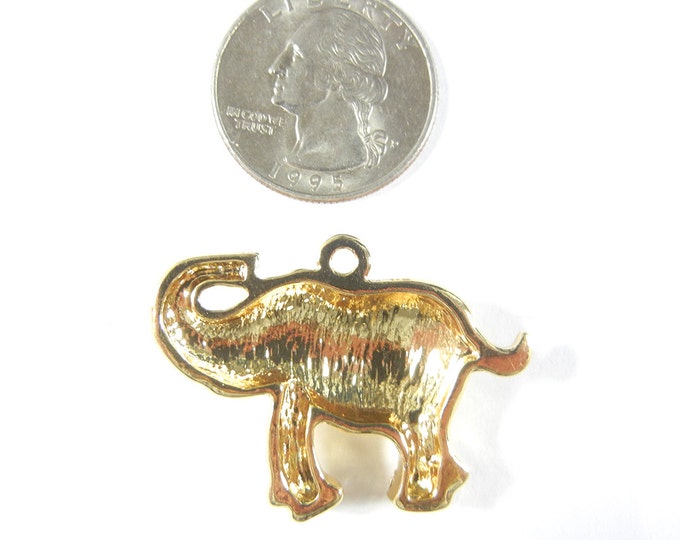 Elephant Charm Gold-tone Rhinestones