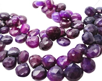 Purple Chalcedony Briolette Beads, Purple Chalcedony, 10-12mm, Heart Briolettes, SKU 5042