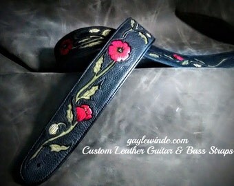 Personalized Leather Guitar Straps Priced According To Detail / Multiple Design Options / Fully Customized/ Padded/ Leather Lined/ Ergonomic
