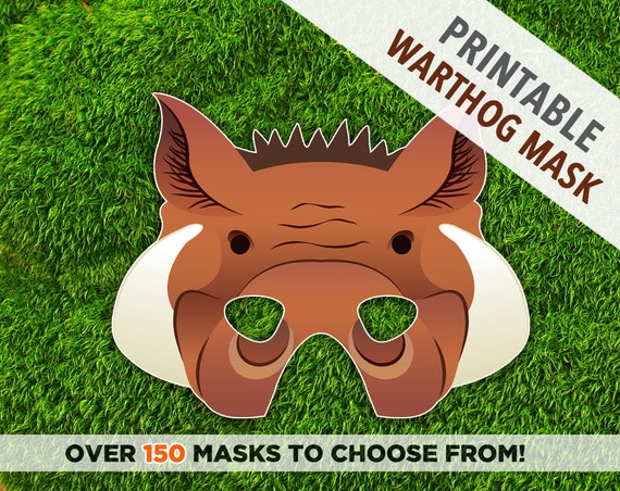 Printable Warthog Mask | warthog printable mask wild boar mask mask african animals Printable Warthog Mask | warthog printable mask wild boar mask mask african animals