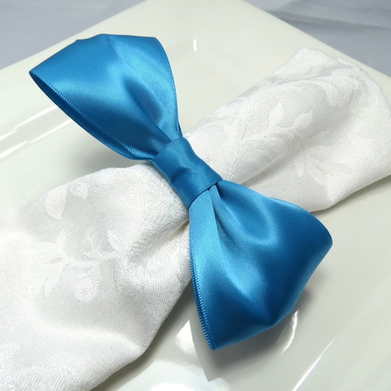 Venetian Blue Tie Bow Napkin Ring New Years by mymandycrafts