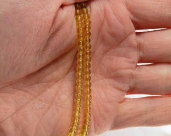 Yellow /Topaz Glass Round Beads - 3mm - sold per strand - #1B418
