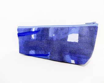 Pencil Pouch, Pencil Case, Fabric Pouch, Pouch, Cosmetic Bag, Toiletry Bag, Change Purse, Floral Pouch, Nani Iro Komorebi Blues and Purples