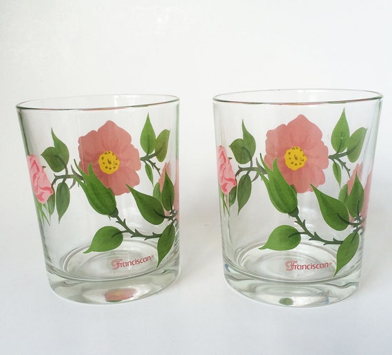 vintage rose drinking glasses