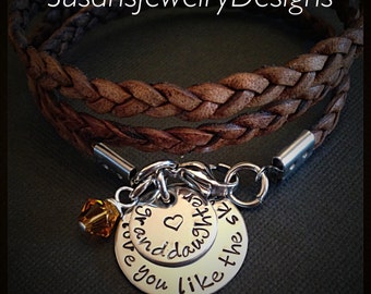 Flat Leather Triple Wrap Bracelet - 1 sided stainless steel discs & components -choice of leather and size -Swarovski crystal