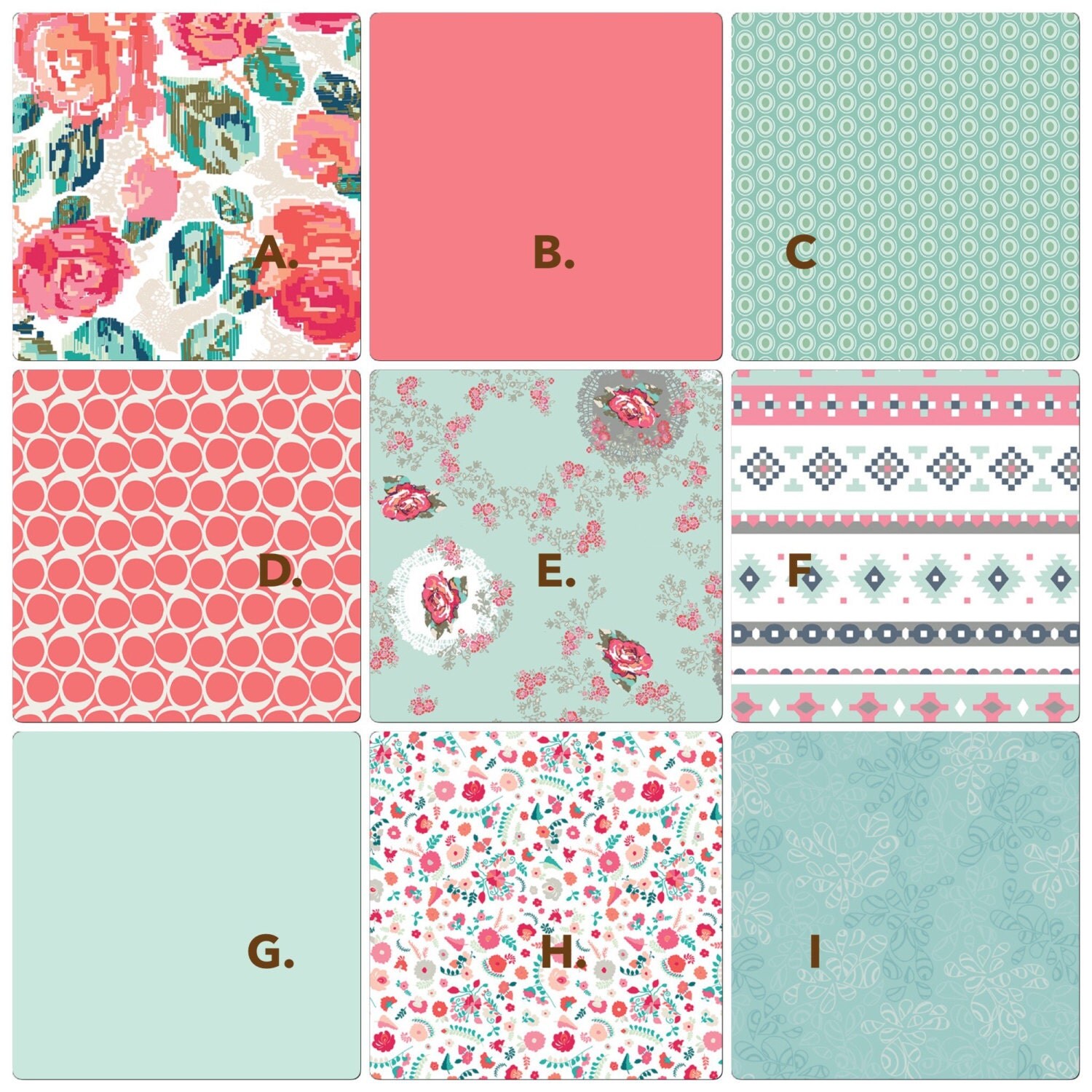 Baby Girl Crib Bedding Coral Mint Teal Peach Floral Made to