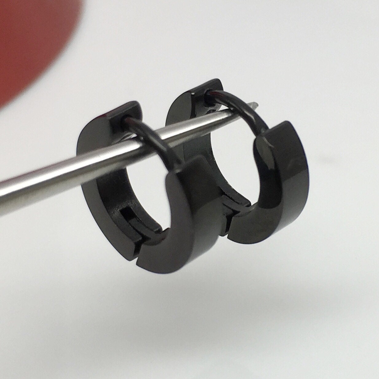 Thick black hoop earrings Clearance