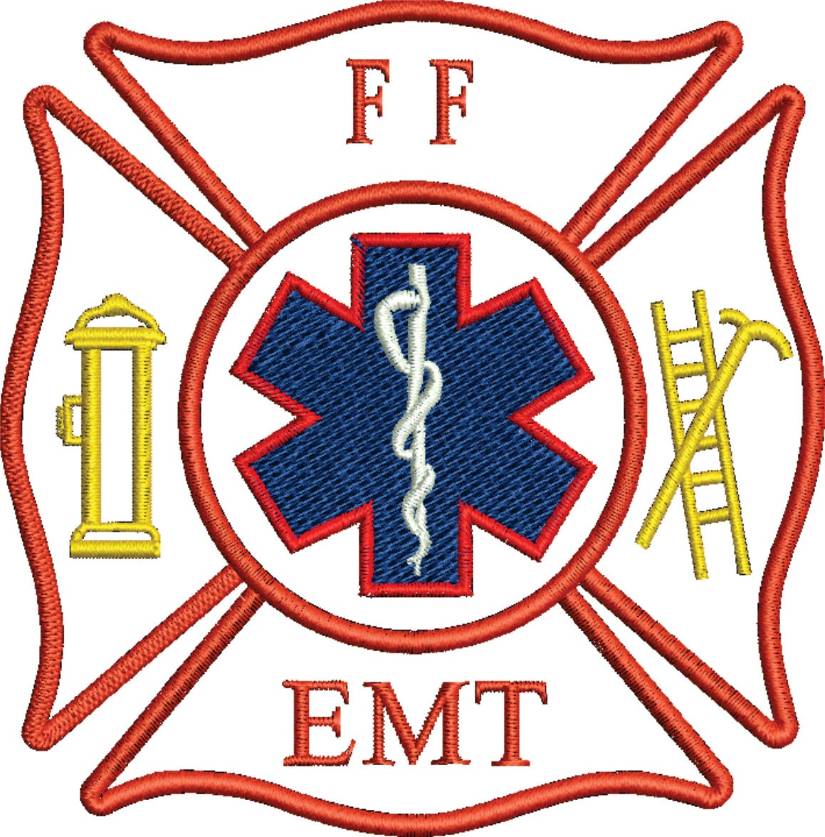 Maltese Cross Fire Department machine embroidery design