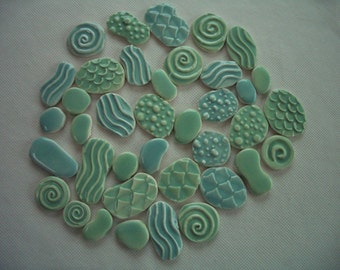 38T - LARGE 38 pc GORGEOUS Stamped Circles - Ceramic Mosaic Tile Set