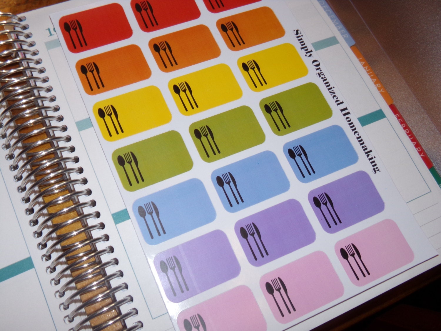 Rainbow Meal Plan Stickers Erin Condren Life Planner Menu