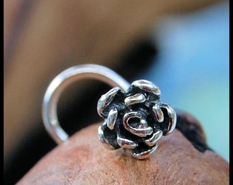 Silver Rose Flower Nose Stud / 22G / 20G / 18G Nose Ring / Unique Nose Jewelry / Silver Nose Ring / Rock Your Nose- Customize