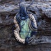Labradorite wire wrapped polymer clay pendant