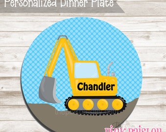 Personalized Dinner Plate | Little Digger Construction | Birthday Gift | Toddler Plate Gift | Kids Gift