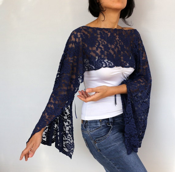 RESERVED for eockwell1 Navy Blue Bolero Shrug Long Sleeves