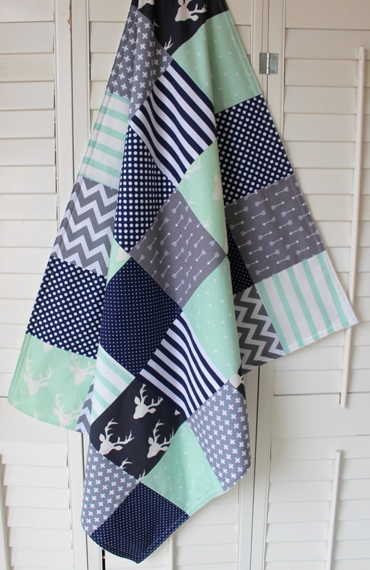 Baby Boy Blanket Nursery Decor Minky Blanket Woodland