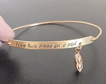 Two Peas in a Pod Jewelry, Best Friend Gift, Two Peas in a Pod Bracelet, Going Away Gift, Birthday Present for Best Friend, Birthday Gift