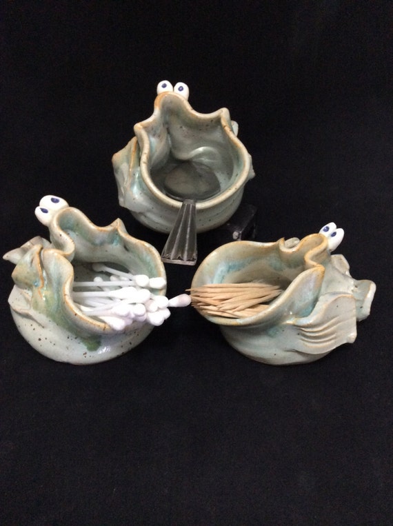 Fish toothpick holder/ Handmade/ Seafoam Green by PalmsUpPottery