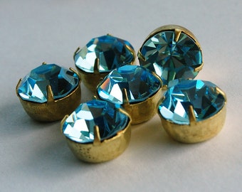 Swarovski Rhinestone Set in Brass Settings • 47ss • Aquamarine, Rose Pink • Jewelry Components