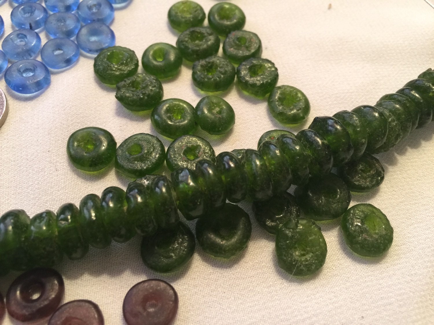 Old world Trade beads Recycled glass lifesaver beads antique