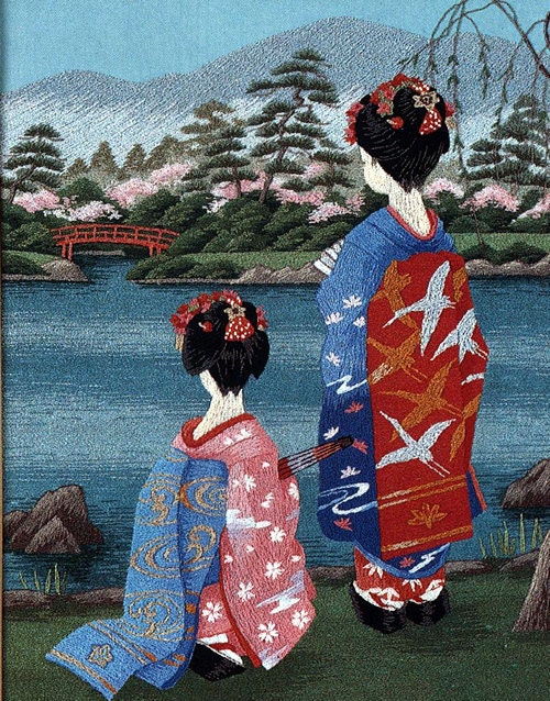 Tokyo Bunka Shishu 470 Geisha Japanese Punch Embroidery Kit