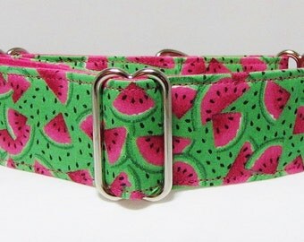 Martingale Collar Watermelon Summer Pink Green Greyhound Collar Italian Greyhound Whippet collar training collar wide dog collar