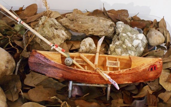 Miniatura canoas artesanales miniatura madera pesca canoa con
