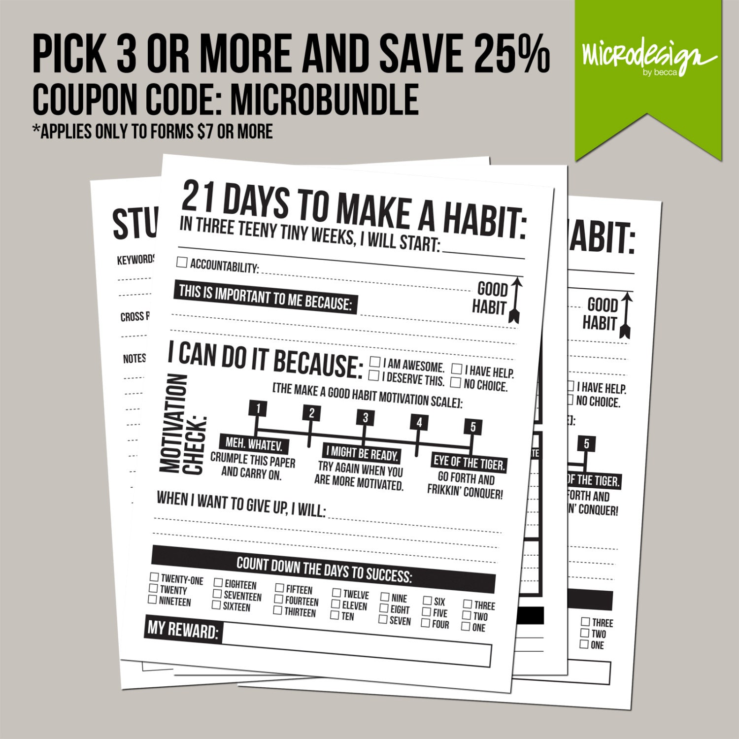 21 days to make a good habit printable pdf sheet by microdesign