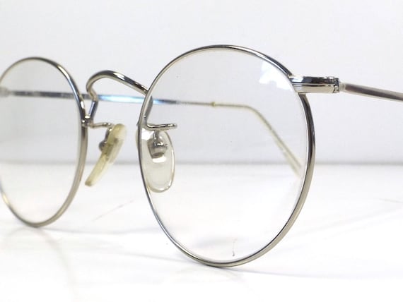 vintage 90s deadstock teashade frames eyeglasses silver metal