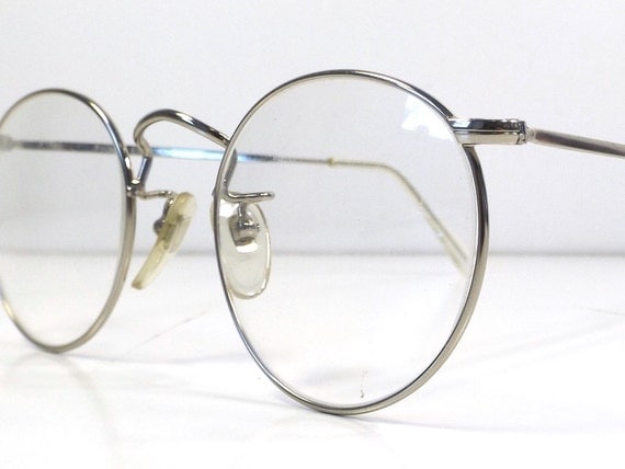 Vintage 90s Deadstock Teashade Frames Eyeglasses Silver Metal 