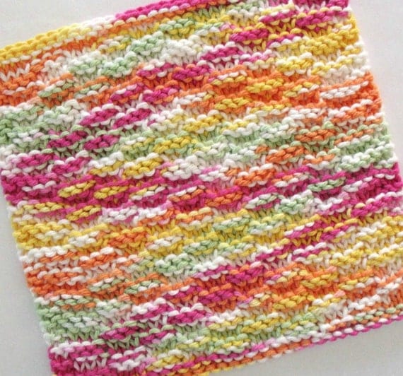 Knit Dishcloth Cotton Washcloth Knitted Dishcloth Rainbow