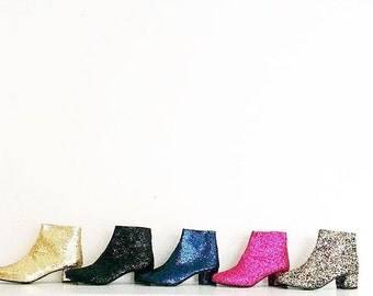 Edie Glitter Heeled Ankle Boots (Handmade to Order)