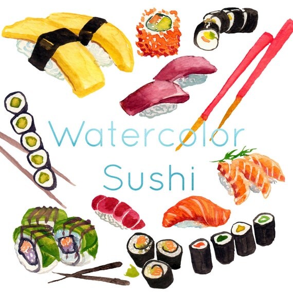 {Französische küche clipart
91} Aquarell-Sushi Sushi-ClipArt Clipart Sashimi japanische | {Französische küche clipart
91}