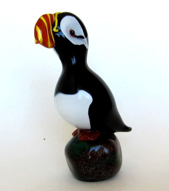 glass puffin figurine