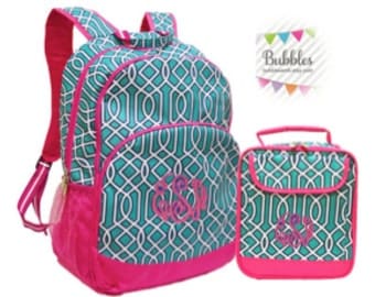 MONOGRAM INCLUDED Girls' Twist Backpack and Lunchbox Set
