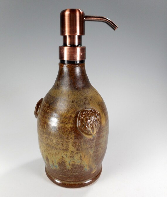Pottery soap pump dispenser ceramic lotion pump stoneware