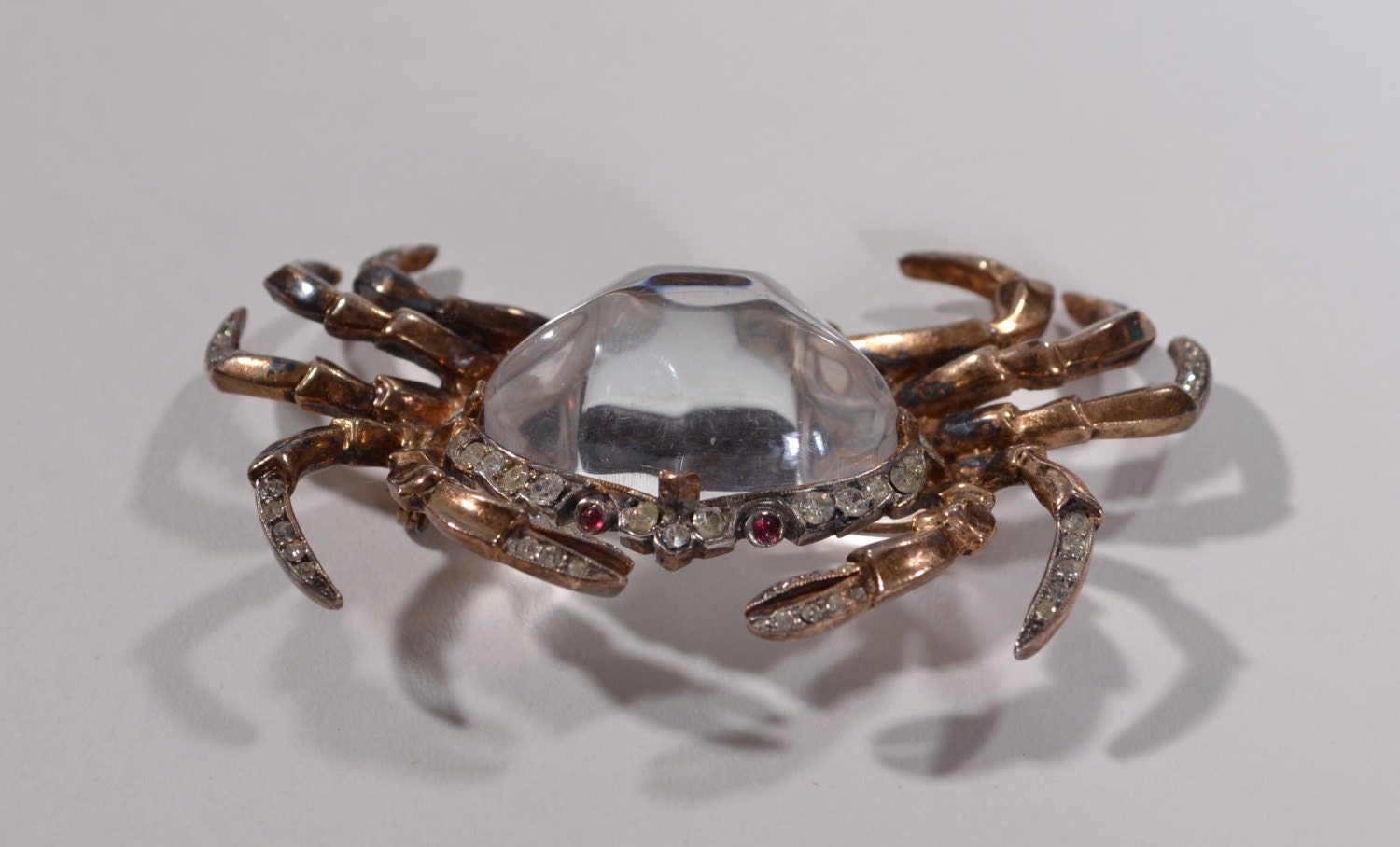 Trifari Jelly Belly Crab Brooch 1940s Sterling Crown Mark