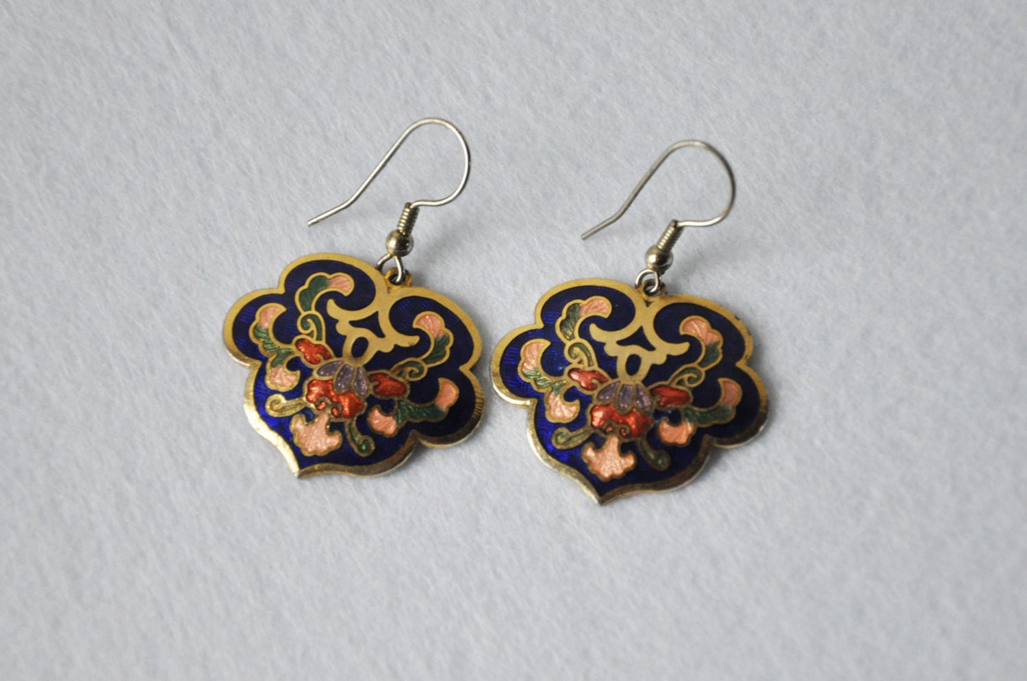 Vintage Cloisonne Dangle Earrings